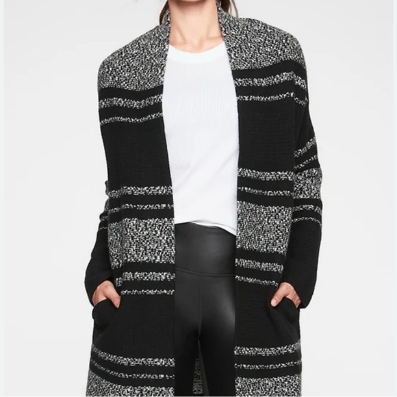 Athleta Wool Cashmere Panorama Point Sweater Wrap Womens Size XL Black - Picture 2 of 16